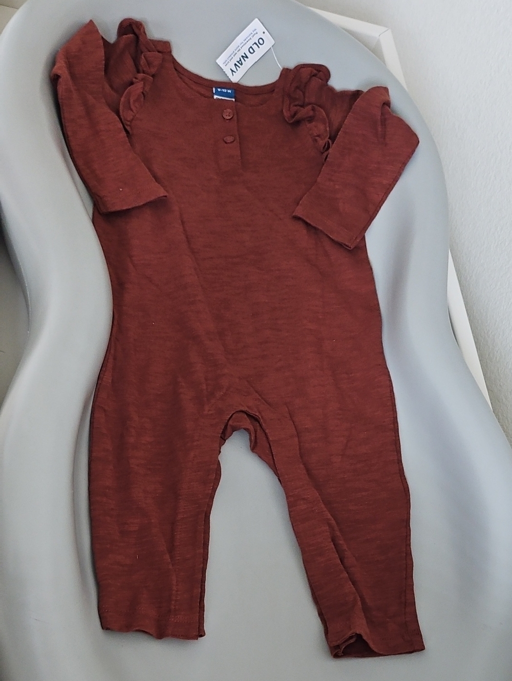 Old Navy Rust Red Ruffle Shoulder Baby One-Piece